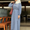 Denim Striped Button-Down Chest Pocket Gown