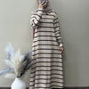 Knit Striped Polo Collar Gown