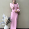 Knit Attached Shrug Bishop Sleeve Gown