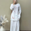 Linen Butterfly Embroidered Scalloped Top & Skirt Co-ord Set