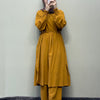 Linen Crinkle Zipper Long Tunic & Pant Co-ord Set