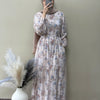 Knit Spandex Floral Tulle Maxi Gown