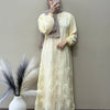 Fairy Crepe White Floral Embroidered Gown