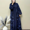 Chiffon Floral Embroidered Cardigan Abaya with Hijab