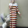 Knit Striped Drop Shoulder Maxi Dress
