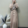 Crepe Pleated Zipper Frill Neck Gown with Embroidered Jacket