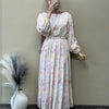 Rayon Pastel Floral Printed Gathered Waist Gown