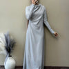 Knit Cowl Neck Side Gathered Gown