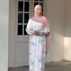 Knit White Floral Print Gown