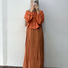 Crepe Pleated Overcoat Gown Set