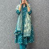 Teal Blue & White Anarkali