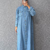 Denim straight gown with pocket - light