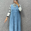 Denim Gown with Striped Inner Set